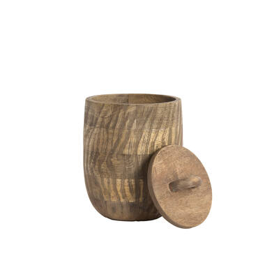 Deco box Ø14,5x20 cm VEDRA mango wood antique light brown