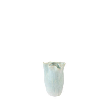 Vase deco Ø16x23 cm TELMO ceramics light blue+cream