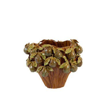 Vase deco 41x37x23,5 cm LOMI ceramic amber-brown+olive green