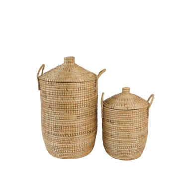 Basket S/2 Ø31x48+Ø40x67 cm VELERA seagrass+rattan natural