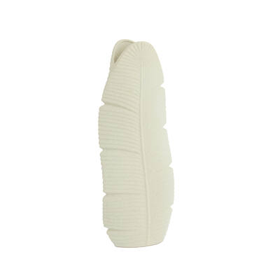 Vaas deco 19x11x46,5 cm LOU keramiek mat crème
