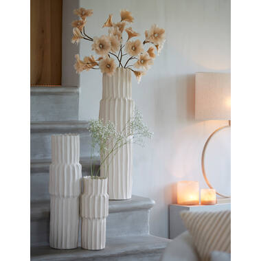 Vaas deco Ø17x58 cm LONGA keramiek crème