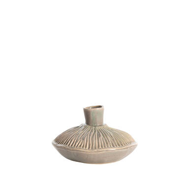 Vaas deco Ø15x9 cm NEIRA keramiek mat bruin-grijs