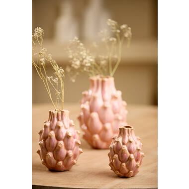 Vaas deco Ø9,5x13 cm TAYA keramiek roze