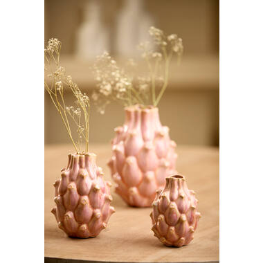 Vaas deco Ø12x16,5 cm TAYA keramiek roze