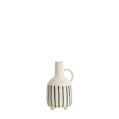 Vase deco 12x11x21,5 cm JONAI ceramics matt cream-black