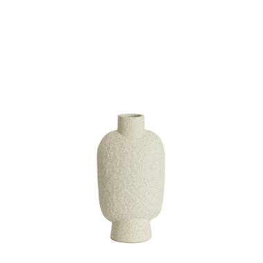 Vaas deco 15,5x10x28,5 cm NAMTU keramiek mat crème