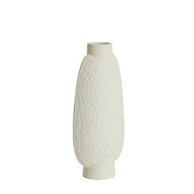 Vaas deco 18x12x41 cm NAMTU keramiek mat crème