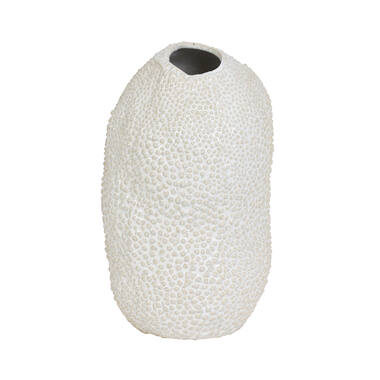 Vaas deco Ø18x28 cm KYANA keramiek crème+wit