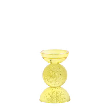Candle stick Ø9,5x15,5 cm ITINGA glass bubble yellow