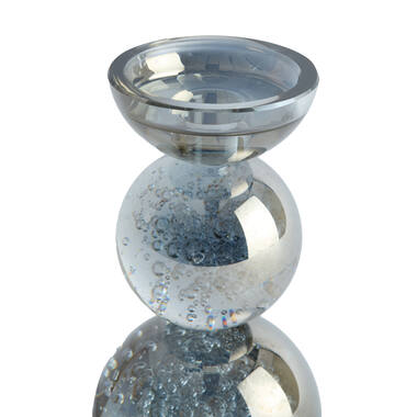 Candle stick Ø9,5x15,5 cm ITINGA glass bubble smoke