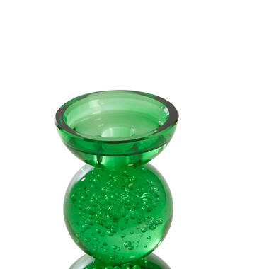 Candle stick Ø9,5x15,5 cm ITINGA glass bubble green