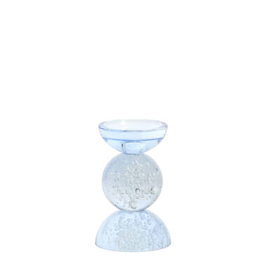 Candle stick Ø9,5x15,5 cm ITINGA glass bubble light blue
