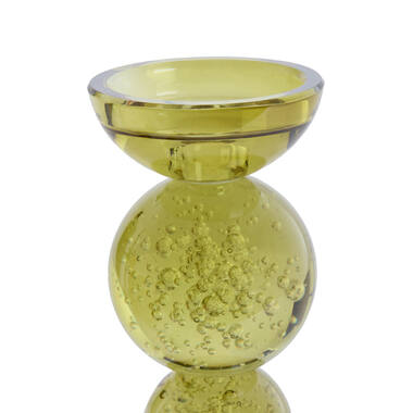 Candle stick Ø9,5x15,5 cm ITINGA glass bubble olive green
