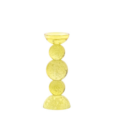 Candle stick Ø10x26,5 cm ITINGA glass bubble yellow