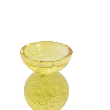 Candle stick Ø10x26,5 cm ITINGA glass bubble yellow