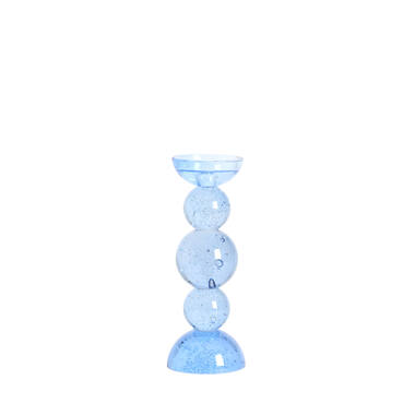 Candle stick Ø10x26,5 cm ITINGA glass bubble light blue