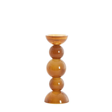 Candle stick Ø10x26,5 cm ITINGA glass milky dark brown