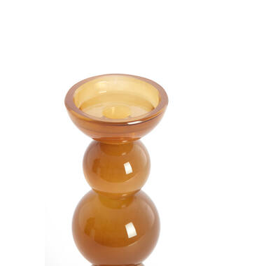 Candle stick Ø10x26,5 cm ITINGA glass milky dark brown