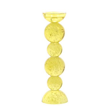 Candle stick Ø9,5x34 cm ITINGA glass bubble yellow
