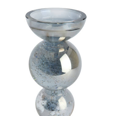 Candle stick Ø9,5x34 cm ITINGA glass bubble smoke