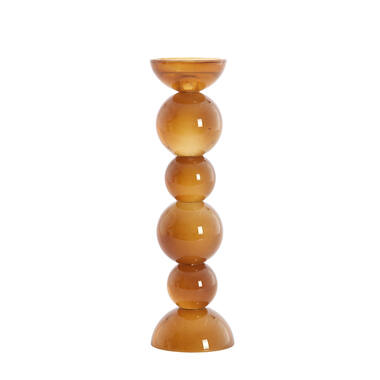 Candle stick Ø9,5x34 cm ITINGA glass milky dark brown