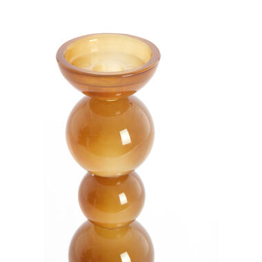 Candle stick Ø9,5x34 cm ITINGA glass milky dark brown