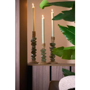 Candle stick Ø11,5x23 cm ESTINA brown+moss green