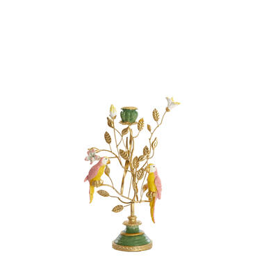 Candle stick 16,5x9x32,5 cm PAJARO green-yellow+bronze