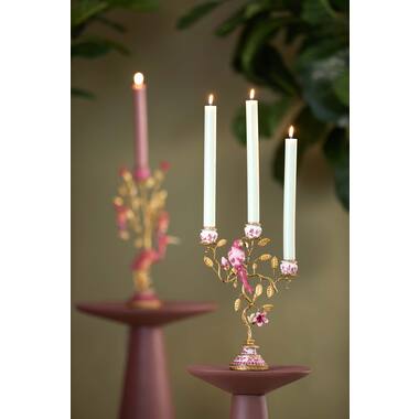 Candle stick 3L 22,5x9x31,5 cm LOROS burgundy-cream+bronze