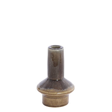 Candle stick Ø10x15,5 cm BURANO ceramics olive green-brown