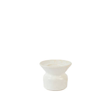 Candle holder Ø12x9 cm ATRANI ceramics shiny cream