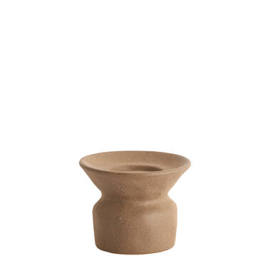 Kandelaar Ø12x9 cm ATRANI keramiek mat bruin
