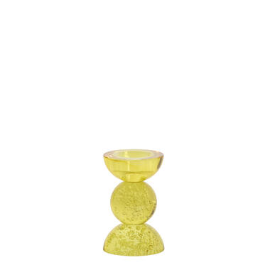Candle stick Ø8x12 cm ITINGA glass bubble yellow