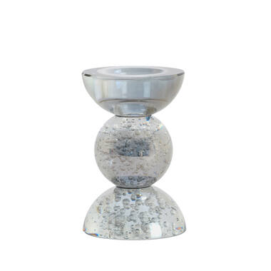 Candle stick Ø8x12 cm ITINGA glass bubble smoke