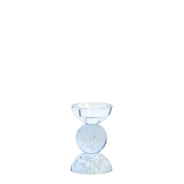 Candle stick Ø8x12 cm ITINGA glass bubble light blue