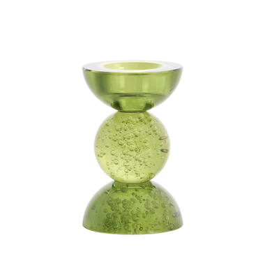 Candle stick Ø8x12 cm ITINGA glass bubble olive green