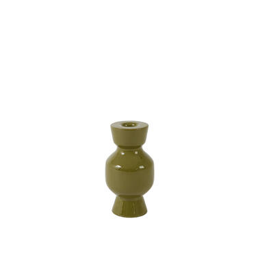 Candle stick Ø8x15 cm ROAS shiny olive green