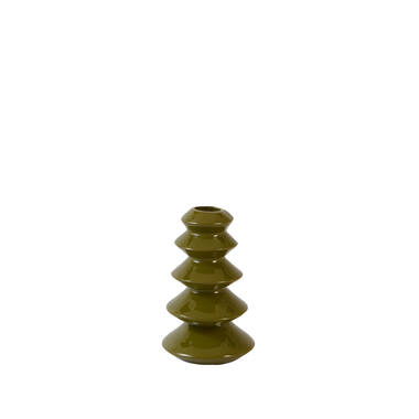 Candle stick Ø8x13 cm MERLIN shiny olive green