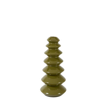 Candle stick Ø10x23 cm MERLIN shiny olive green
