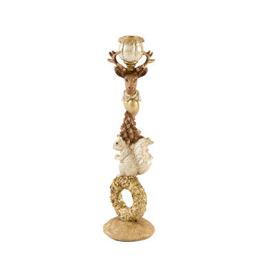 Candle stick 9,5x9x33 cm CERVINA sand+gold