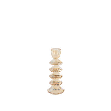 Candle stick Ø8x20 cm ROVELO glass amber