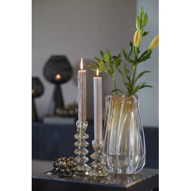 Candle stick Ø8x20 cm ROVELO glass amber