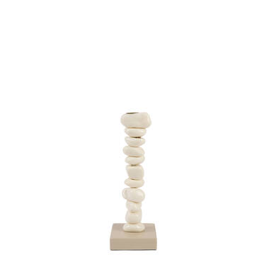 Candle stick 10x10x27 cm OMINA cream+sand