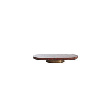 Schaal op voet 36x17x4,5 cm BELO rood agaat+antiek brons