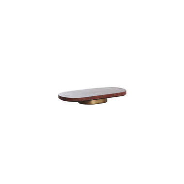 Schaal op voet 36x17x4,5 cm BELO rood agaat+antiek brons