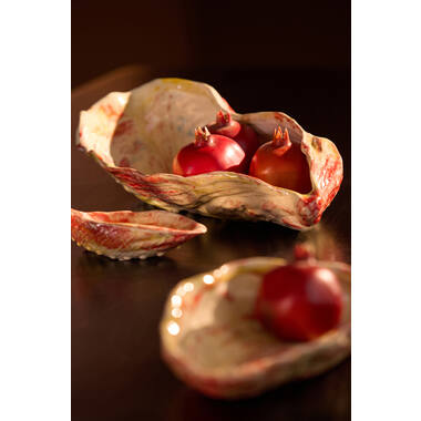 Dish 41x20,5x10 cm KALAKO ceramics cream+red+yellow