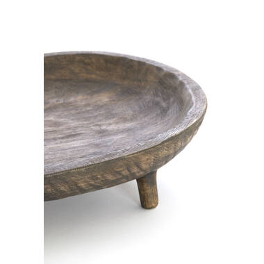 Dish on base 45x34x10 cm AILA mango wood antique brown