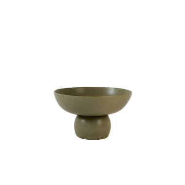 Dish on base Ø29,5x16 cm GOLANI ceramics olive green