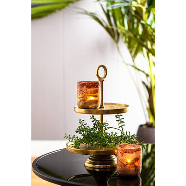 Etagere 2 laags Ø24x37 cm LUTEK goud